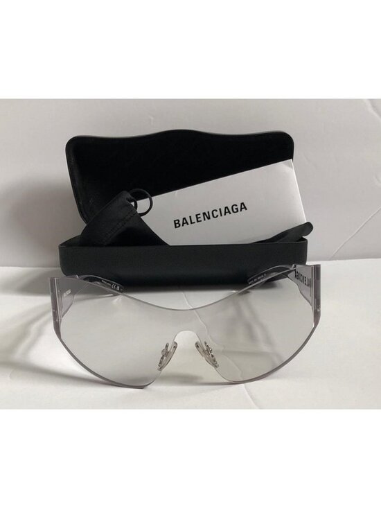 New Authentic Balenciaga Women\'s Rimless Shield Sunglasses in Gray Smoke main image 6